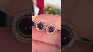 Antique 15ct Rose Gold And Silver Diamond & Amethyst Earrings Circa 1910-1920’s