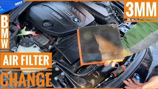 3 Minute Engine Air Filter Change BMW F30 F31 320i 328i 328d 330i xDrive (3MM)