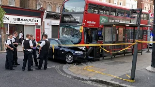 BMW & London bus collision North London July 6th 2020