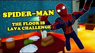 SPIDERMAN ACCEPT THE FLOOR IS LAVA CHALLENGE - Hello Neighbor Mod