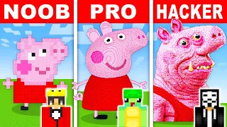 NOOB vs PRO: PEPPA PIG STATUE HOUSE Build Challenge in Minecraft