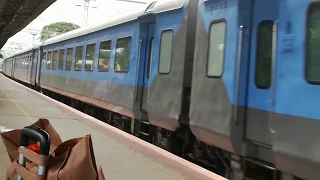 Furious Chennai - Bangalore Shatabdi Express crossing KR Puram Station in full speed