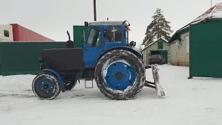 Чистка снега на тракторе МТЗ-50. Итоги выполненных работ. Работа  трактора.