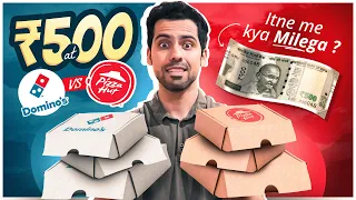 Rs 500 at Domino’s VS Rs 500 at Pizza Hut 🍕 || Which gives more Food in Rs 500?? Brand Challenge 😋