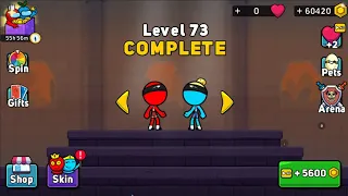 Red and Blue Stickman 2 Level 71 72 73 74 75