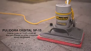 Pulidora de piso SP-15 potente motor de 1.5 HP a 3,500 RPM, productividad de hasta 500 m² por hora.