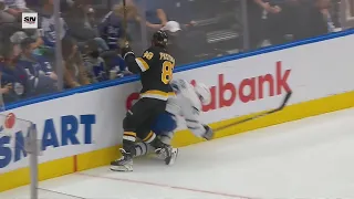 David Pastrnak Boarding Penalty On TJ Brodie