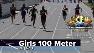 2022 TF - CIF-ss Prelims (D1) -  100 Meters (Girls, 4 Heats)