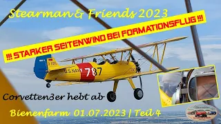 Stearman & Friends 2023 Bienenfarm Teil 4 | Rundflug bei starken Seitenwind - hält die Stearman?
