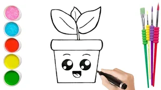 How To Draw A Plant| Painting And Coloring For Kids And Toddlers #art #drawing #painting  #plants