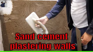 Plastering Walls With Sand Cement short PLASTERING TUTORIAL STUCCO SAND & CEMENT PLASTERING