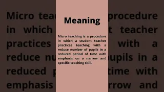 Micro teaching |Meaning and Definition| English| b.ed notes|