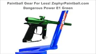 Dangerous Power E1 Paintball Gun Green Black ZephyrPaintball.com 360 View DP 2010 E1GRN