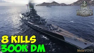 World of WarShips | Tirpitz | 8 KILLS | 300K Damage - Replay Gameplay 4K 60 fps