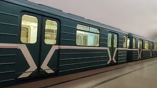 Moscow Metro. Metrovagonmash 81-717/81-714 metro car at Tverskaya st.