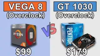 Vega 8 (Ryzen 3 2200G) Overclock vs GT 1030 (Pentium G4560) Overclock | 720p | New Games Benchmarks