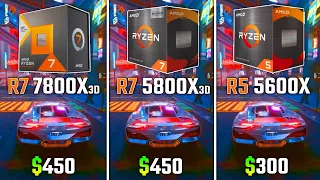RYZEN 7800X3D vs RYZEN 5800X3D vs RYZEN 5600X | Test in 6 Games