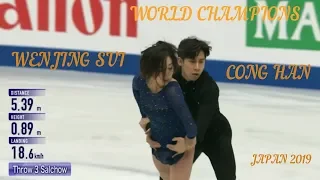 WENJING SUI & CONG HAN (CHN) top position. Золото. Чемпионат Мира по фигурному катанию 2019 Япония