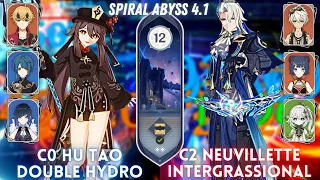 C0 Hu Tao 2 Hydro & C2 Neuvillette Intergrassional | Spiral Abyss 4.1 Floor 12 - 9⭐