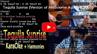 Tequila Sunrise Eagles - Guitar Karaoke (Guitar Lesson: Solo + Chords) + Harmonies