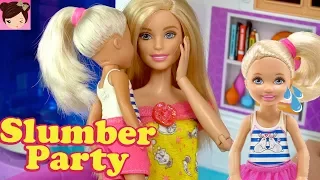 Barbie Sisters Have a Sleep Over Party - Little Sister Chelsea gets Jealous!