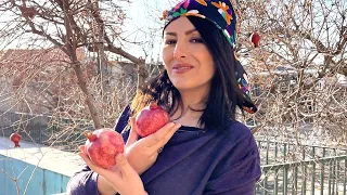 #4 Cooking Pomegranate Vegeterian Soup In My Cozy Village House | Routine Village Life in IRAN