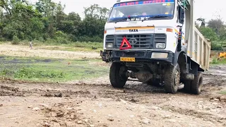 Tata 1618 4x4 tipper pulling 25 ton load in rough road condition | Tata engine ka dam | BsIV power