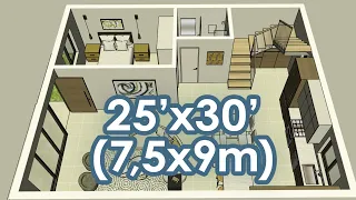 25'x30' - Home Plans Design | 3 Bedrooms
