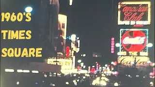 1960’s Times Square New York City Night Time Street Scenes Vintage Video Footage