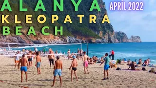 alanya kleopatra beach walking APRİL ! antalya turkey holiday ! turkey travel 4k video