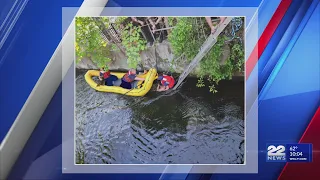 Emergency personnel execute water rescue in Chicopee