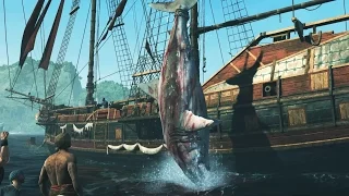 Assassin's Creed IV: Black Flag All Harpooning Activities(Killing Shark & WHALES)Fishing