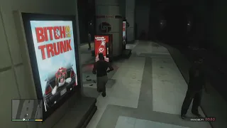 GTA V Franklin drinking soda from the vending machine in LSIA Parking subway station