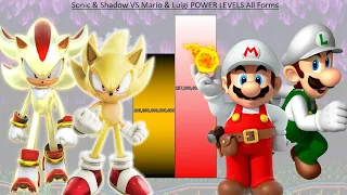 Sonic & Shadow VS Mario & Luigi POWER LEVELS All Forms - Sonic The Hedgehog / The Super Mario Bros.
