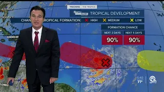 Tropics Update: WPTV monitoring three areas in the tropics