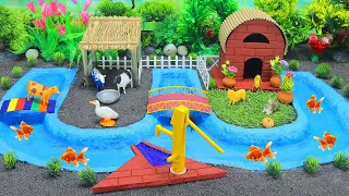 DIY Mini Farm Diorama with house for Cow,Pig | Mini Hand Pump Supply Water Pool for animals #2