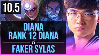 DIANA vs Faker SYLAS (MID) | Rank 12 Diana, 900+ games, KDA 7/1/4 | KR Challenger | v10.5