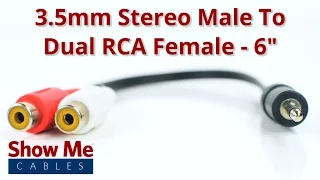 3.5mm Stereo Male To Dual RCA Female Adapter #932