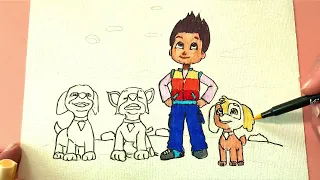 How to draw Paw Patrol | Color Ryder and his helpers