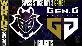 G2 vs GEN Highlights Game 1 | Worlds 2023 Swiss Stage Day 3 Round 3 | G2 Esports vs GEN.G G1