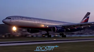 AWESOME CLOSE-UP DUSK LANDING - Aeroflot Airbus A330 - Split Airport SPU/LDSP