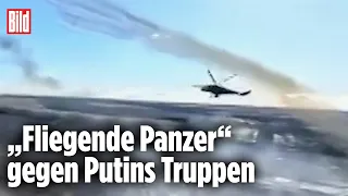 Gefährlicher Angriff: Ukrainische Kampfhubschrauber im Tiefflug