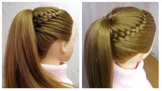 Coiffure pour tous les jours (pour l'école/college) 🌺 Queue de cheval tressée 🌺 facile à faire