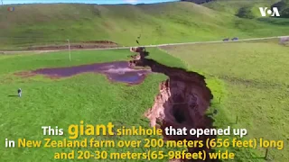 Spectacular sinkhole opens up on New Zealand farm