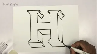 Draw letter H in 3D for assignment and project work | Alphabet H drawing | 3D letter tutorial