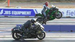 Ninja H2 SX vs Hayabusa - superbikes drag racing