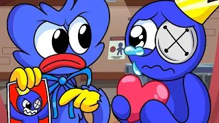 Huggy Wuggy vs BLUE 🎤 FNF Playtime but Rainbow Friends Animation