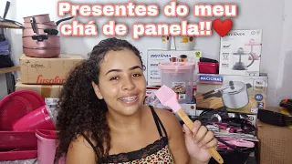 MOSTREI TODOS OS PRESENTES DO MEU CHÁ DE PANELA || TUDO COR DE ROSA🥺❤️|| VALEU A PENA?  Part.1