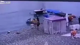 Boat explodes when backing up to the dock