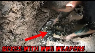 VIDEO OF THE EXCAVATION OF UNTOUCHED GERMAN DUGOUTS / CRATES FULL OF WEAPONS AND AMMUNITION